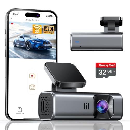 galphi 4K Dash Cam Front, 5GHz WiFi, 32GB Card Included, Mini Dashcam