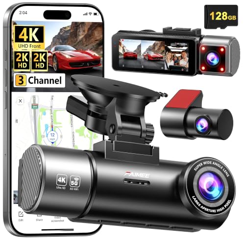 FAIMEE 4K Dash Cam Front and Rear, Night Vision, WDR, Free Card Included
