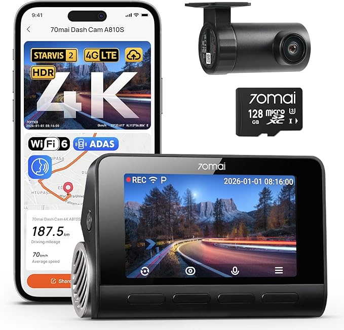 70mai 4K Dash Cam Front and Rear, 4K+1080P Dual STARVIS 2 Car Dash Cam — Build quality and design details up close