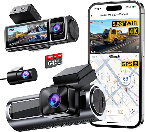 Nanoby 4K 3 Channel Dash Cam Front and Rear Inside, Built-in 5.8GHz Wi — Build quality and design details up close