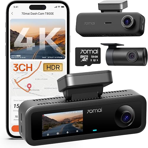 70mai 4K Dash Cam Front and Rear Inside, 3 Channel Car Dash Camera for — Build quality and design details up close