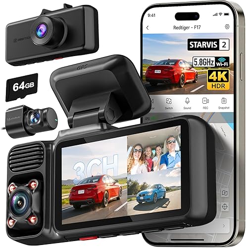 REDTIGER F17 4K 3 Channel Dash Cam, STARVIS 2 HDR, 2160P+1080P+1080P F — Side-by-side comparison of top picks in this category