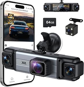 4 Channel 360° Dash Cam Front Rear Inside & Left Right 4K+1080P<em>3 FHD Car Camera, 5GHz