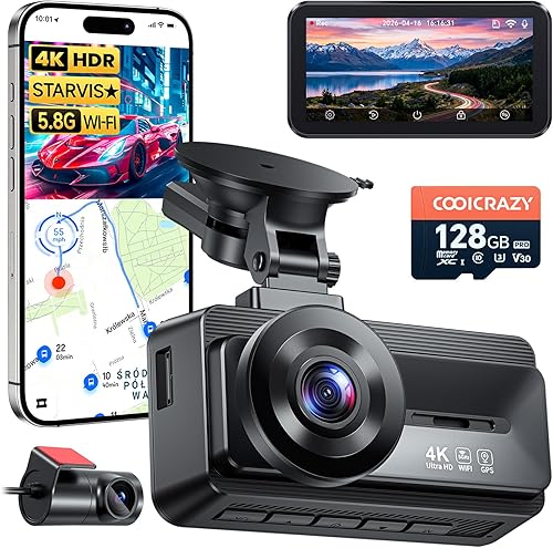 Coolcrazy 4K Dash Cam Front and Rear, STARVIS Sensor, Free 128GB Card — Build quality and design details up close