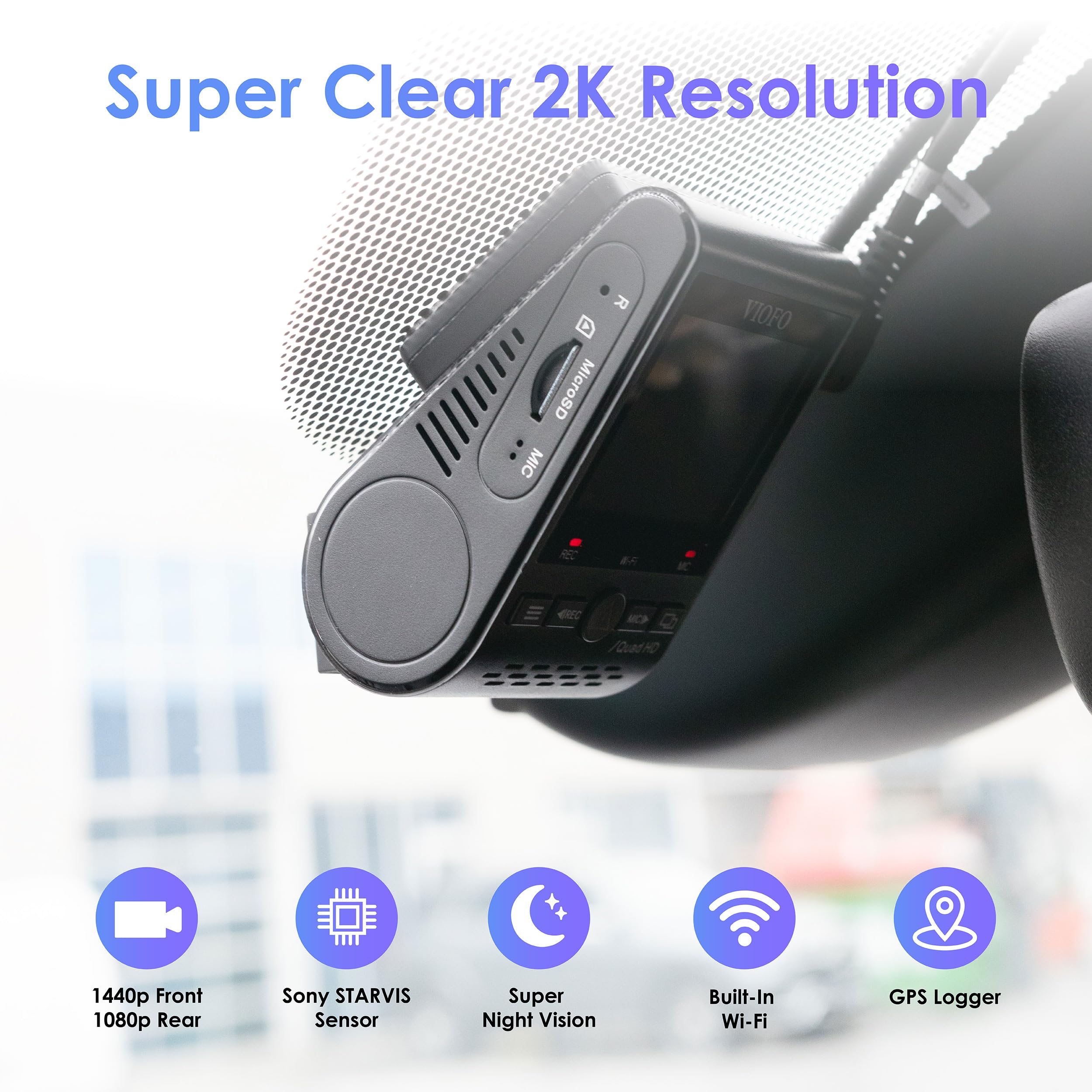 VIOFO VIOFO Dual Dash Cam, 2K 1440P 60fps+1080P 30fps Front and Rear D — Our recommended pick for most buyers