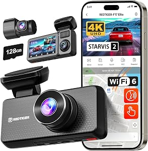 REDTIGER F17 Elite 4K Dash Cam 3 Channel, STARVIS 2 IMX678 & IMX675, 128GB Card, Full 
