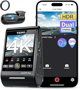 VIOFO A229 Pro 4K HDR Dash Cam, Dual STARVIS 2 IMX678 IMX675, 4K+2K Fr — Our recommended pick for most buyers