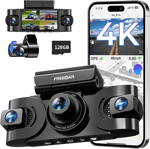 FREEXAR 4K 360° Dash Cam, 4-Channel Dash Camera for Cars, Full Coverag — Side-by-side comparison of top picks in this category