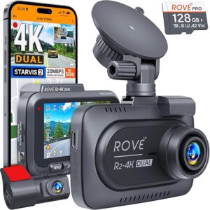 1. ROVE R2-4K Dash Cam Front and Rear with Parking Mode