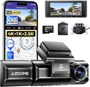 6. AZDOME M550 3 Channel Dash Cam with Parking Mode